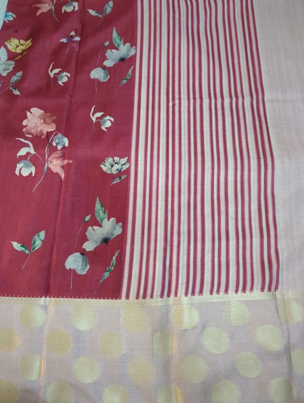 Very Soft Chiniya Tusser  - Bright Red