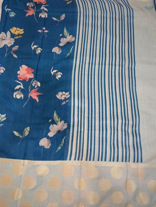 Very Soft Chiniya Tusser  - sky blue