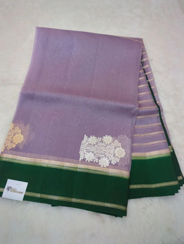 Pure Handloom Designer Organza With Handwoven Organza With Kadua Weaving  - East Side