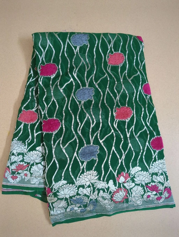 Pure Handloom Designer Georgette  - green