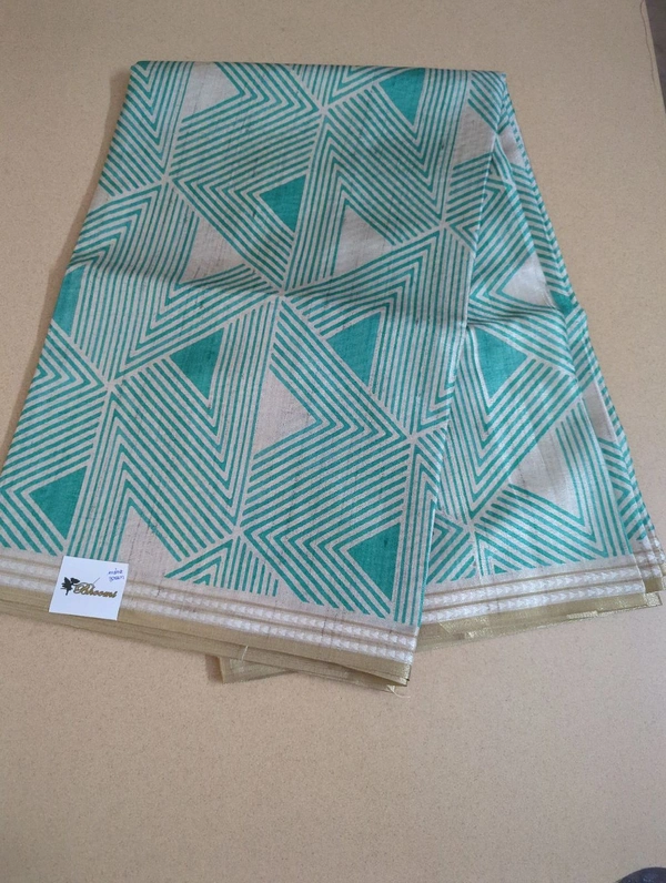 Designer Tussar  - Mint Green