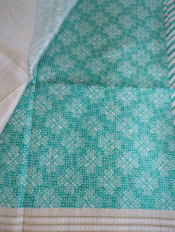 Designer Tussar  - Snowy Mint
