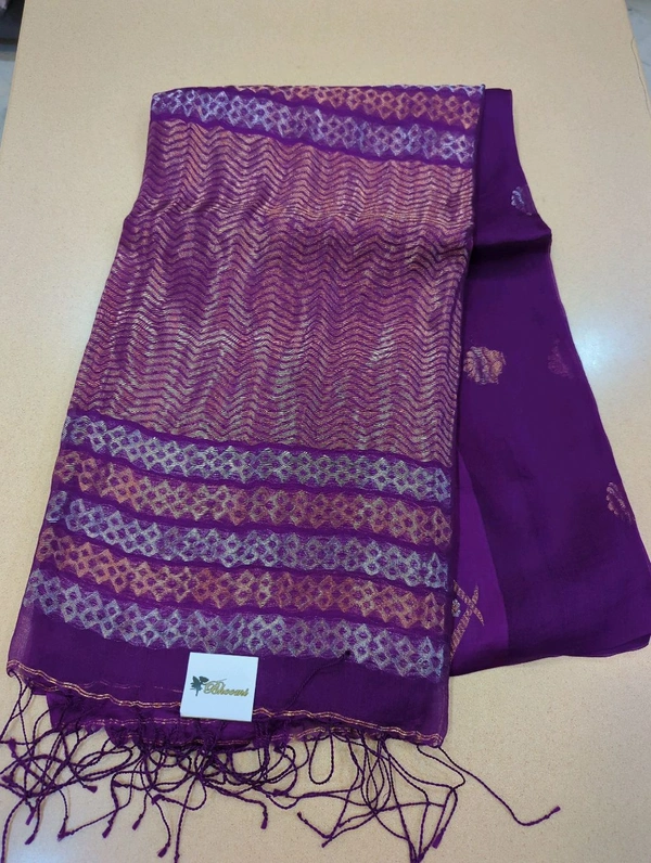 Pure Handloom Muslin Kora - purple
