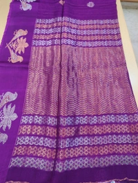 Pure Handloom Muslin Kora - purple