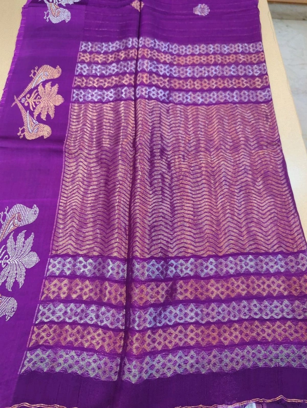 Pure Handloom Muslin Kora - purple