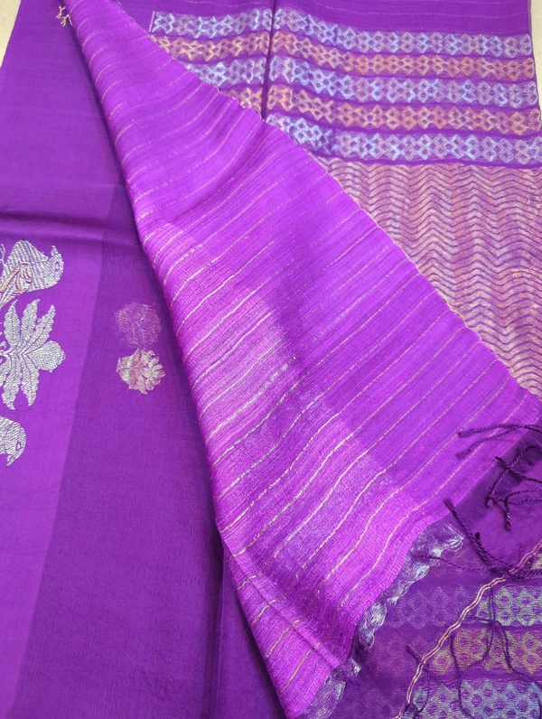 Pure Handloom Muslin Kora - purple