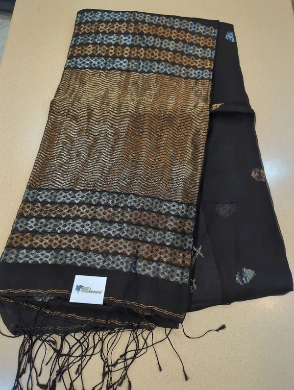 Pure Handloom Muslin Kora - Black