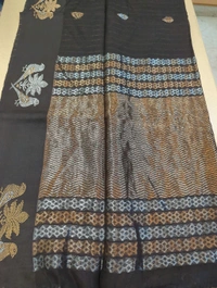 Pure Handloom Muslin Kora - Black