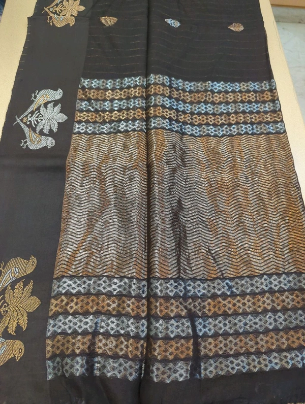 Pure Handloom Muslin Kora - Black