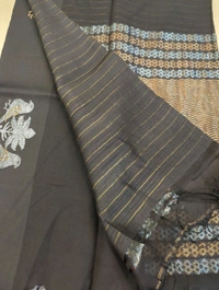 Pure Handloom Muslin Kora - Black