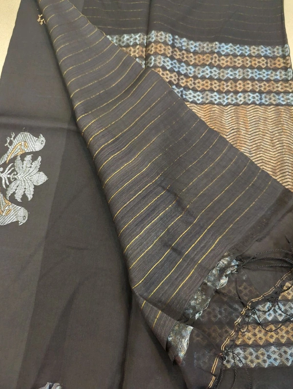 Pure Handloom Muslin Kora - Black