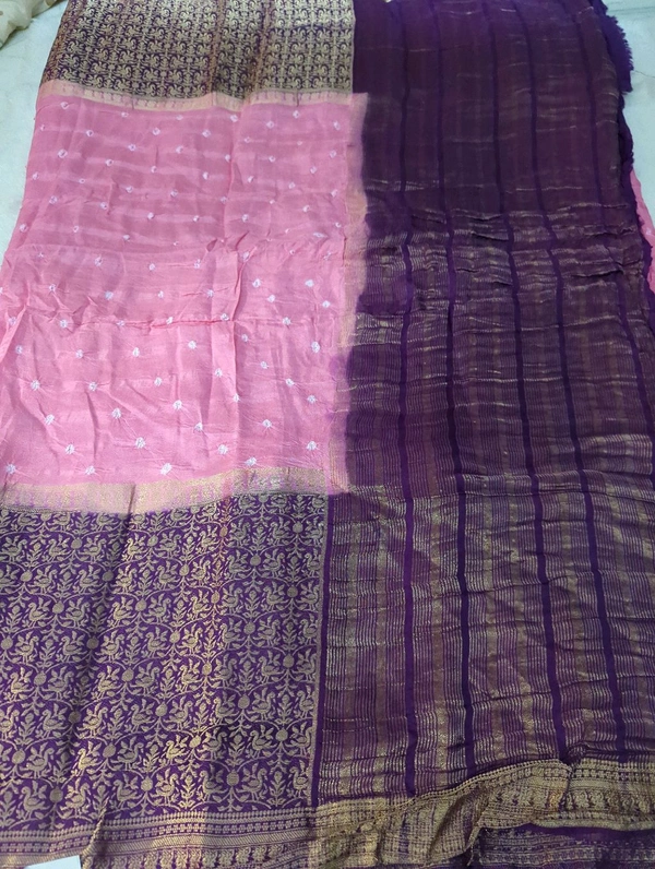 Pure Chiniya Bandini Designer - Pink Lace