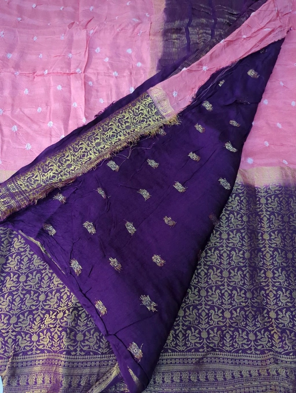 Pure Chiniya Bandini Designer - Pink Lace