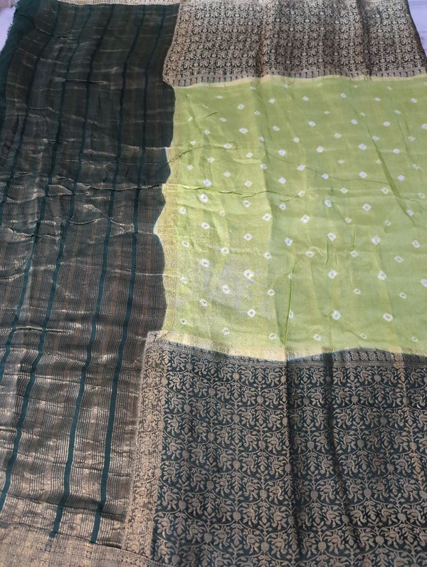 Pure Chiniya Bandini Designer - Yellow Green