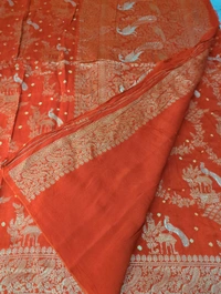Pure Chiniya Bandini All Over Weaving  - orange