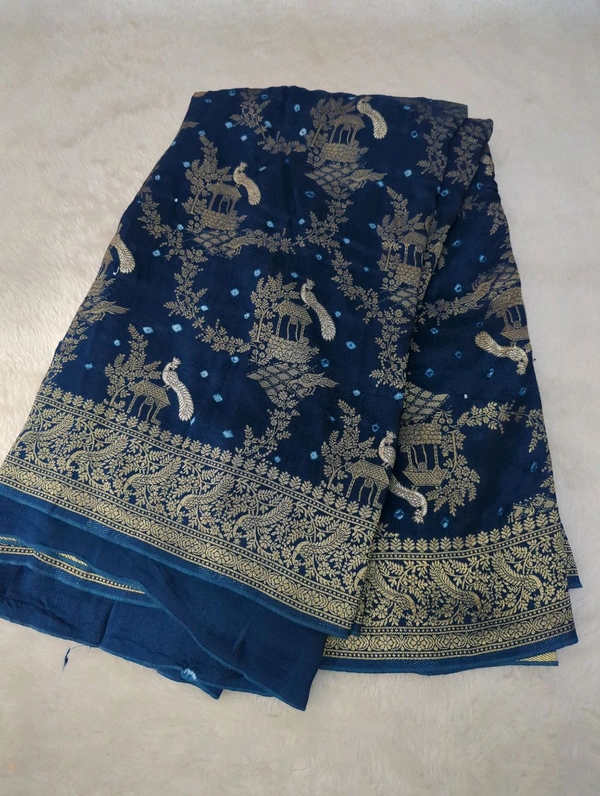 Pure Chiniya Bandini All Over Weaving  - Blue