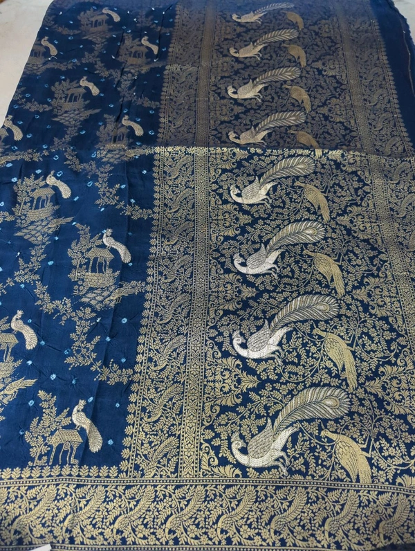 Pure Chiniya Bandini All Over Weaving  - Blue