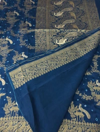 Pure Chiniya Bandini All Over Weaving  - Blue