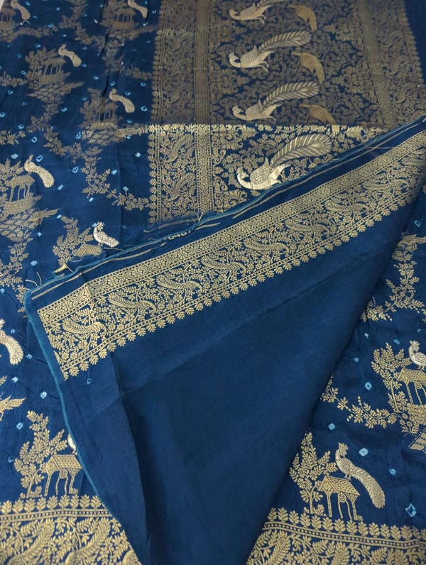 Pure Chiniya Bandini All Over Weaving  - Blue