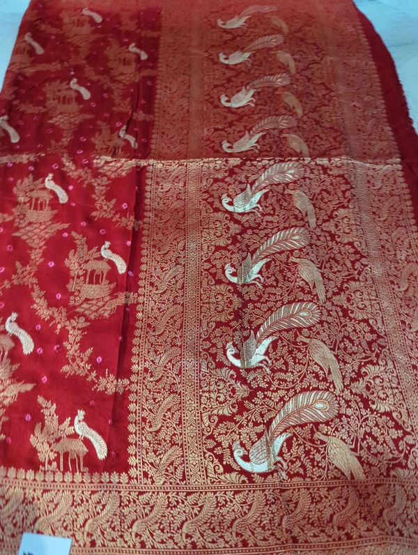 Pure Chiniya Bandini All Over Weaving  - Red