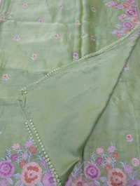 Pure Mushru Embroidery  - Mint Green