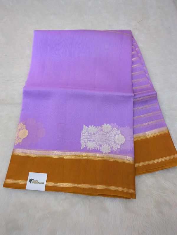 Pure Handloom Designer Organza With Handwoven Organza With Kadua Weaving  - Mauve