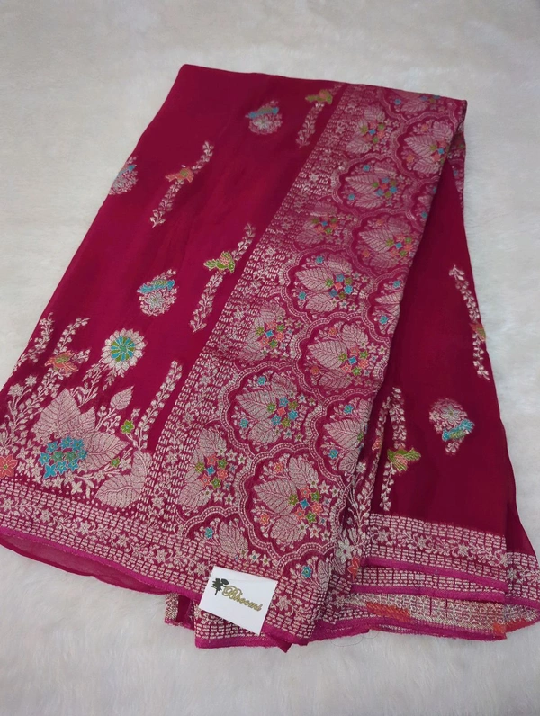 Pure Chiffon Designer  - pink