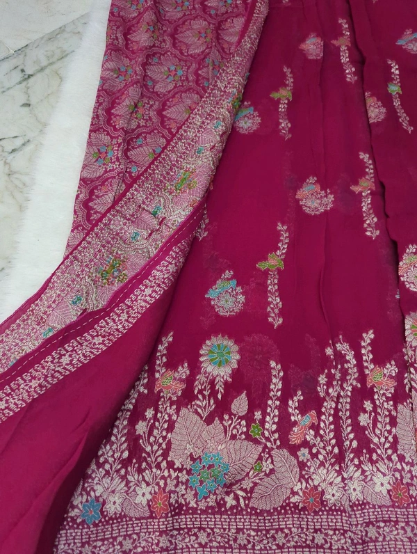 Pure Chiffon Designer  - pink