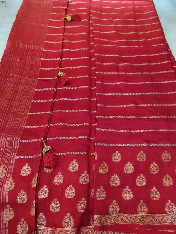 Dola Crepe Weaving  - Red