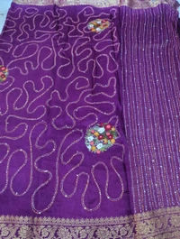 Designer Dola Hand Work  - Purple