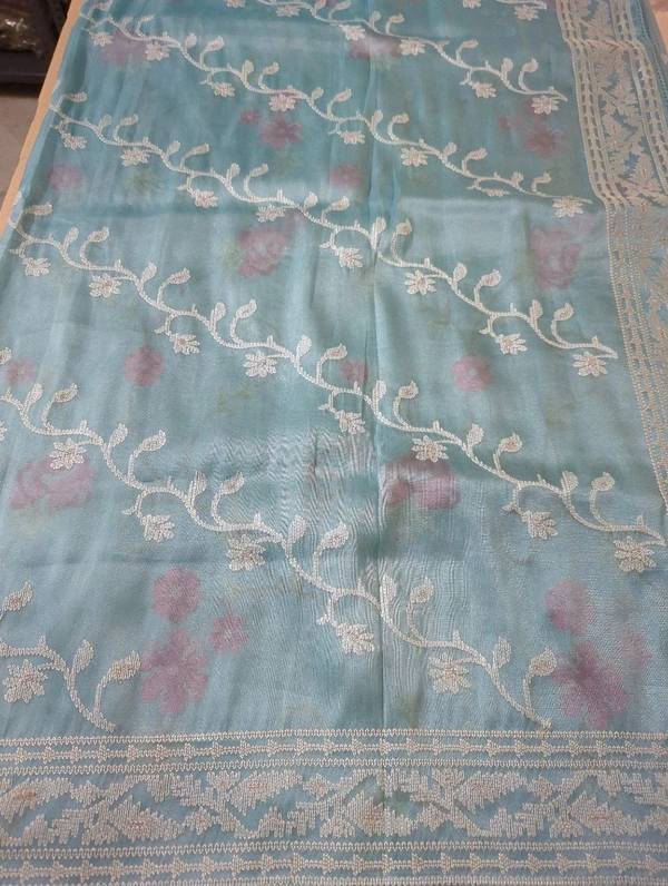 Pure Tissue Embroidery  - sky blue