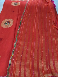 Pure Chiffon Chinnon Handwork  - orange