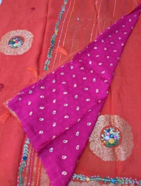 Pure Chiffon Chinnon Handwork  - orange