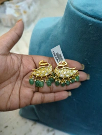 Designer Jadua Kundan Earrings  - Vz, White