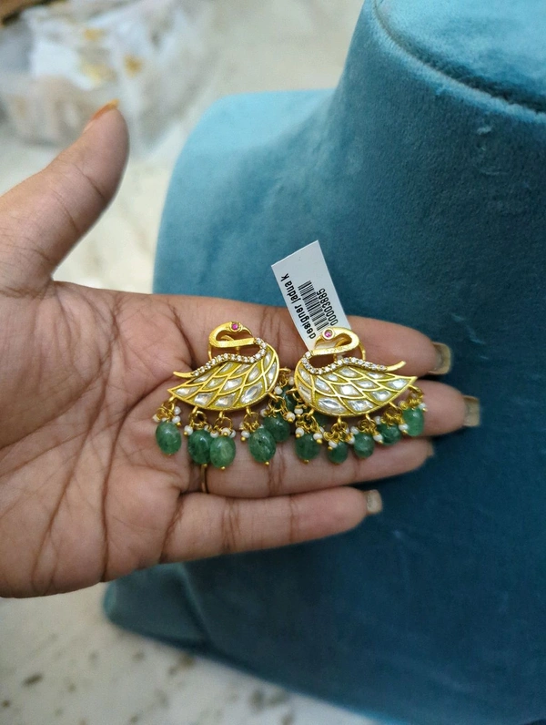 Designer Jadua Kundan Earrings  - Vz, White