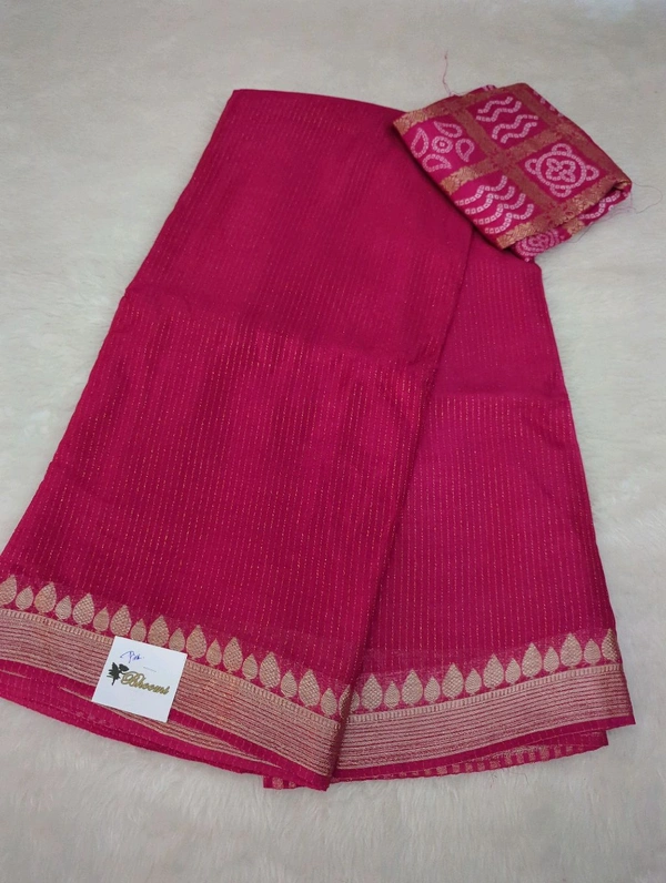 Pure Chinnon With Bandhej Blouse - pink