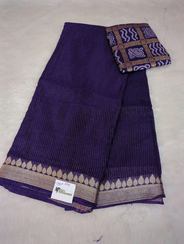 Pure Chinnon With Bandhej Blouse - Pigment Indigo