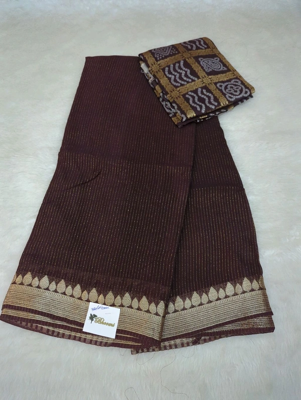 Pure Chinnon With Bandhej Blouse - Morocco Brown