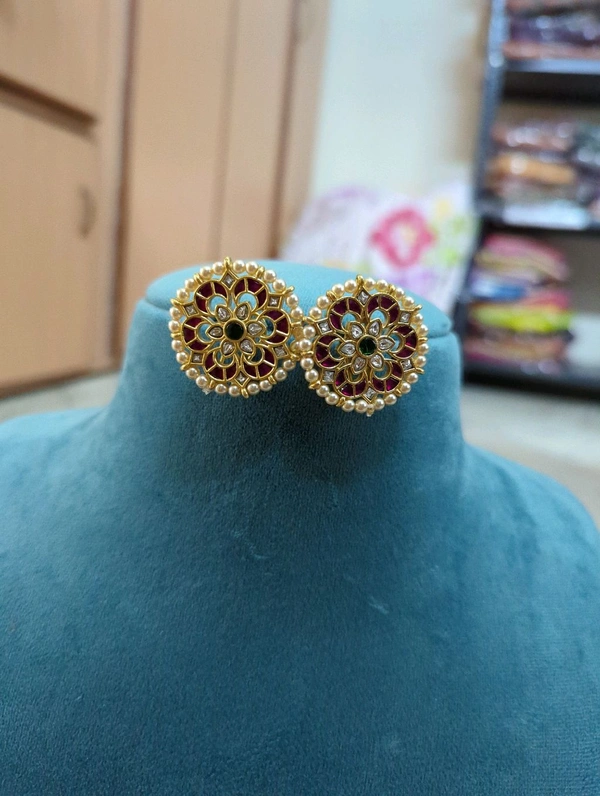 Vintage Jadua Kundan Stud's  - Vz