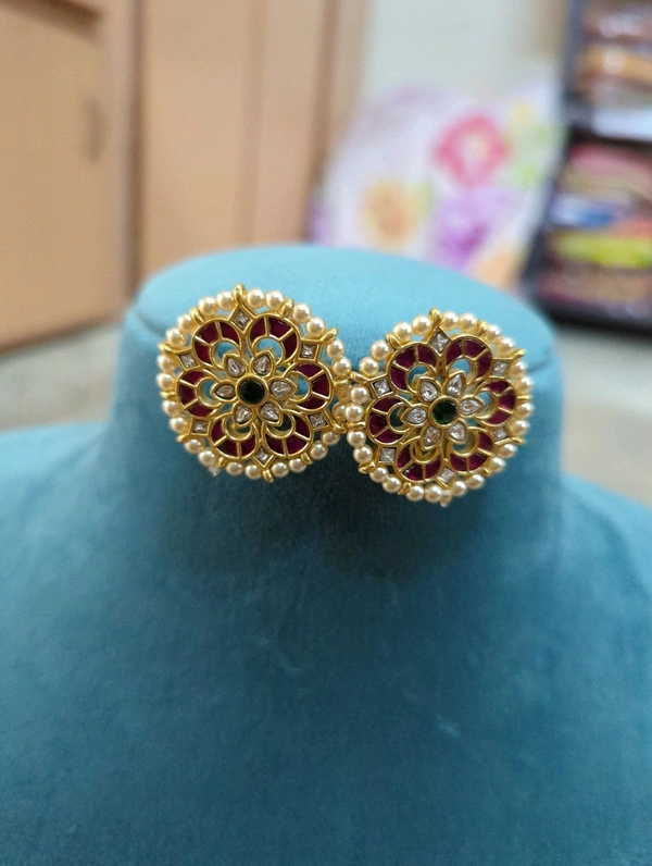 Vintage Jadua Kundan Stud's  - Vz
