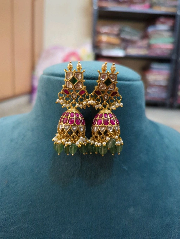 Premium Jadua Kundan Jumkies  - Vz