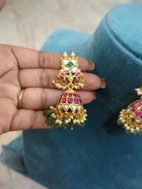 Premium Jadua Kundan Jumkies  - Vz