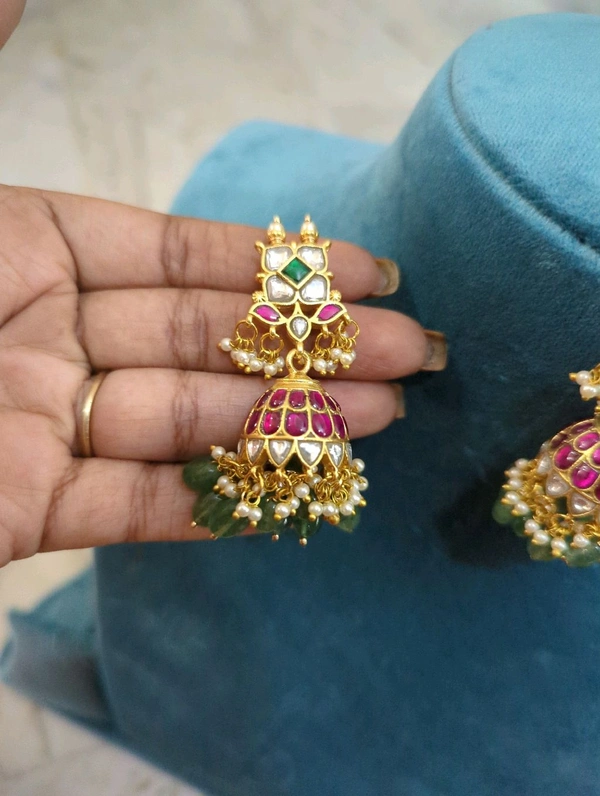 Premium Jadua Kundan Jumkies  - Vz