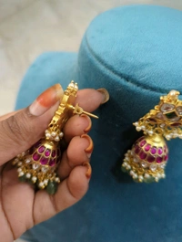 Premium Jadua Kundan Jumkies  - Vz