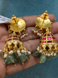 Premium Jadua Kundan Jumkies Screw Back  - Vz