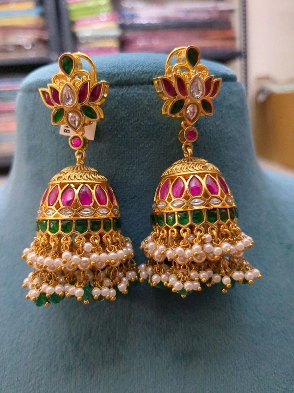 Party Wear Jadua Kundan Jumkies  - Vz