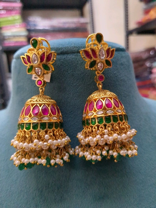 Party Wear Jadua Kundan Jumkies  - Vz