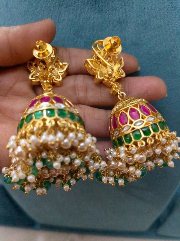 Party Wear Jadua Kundan Jumkies  - Vz