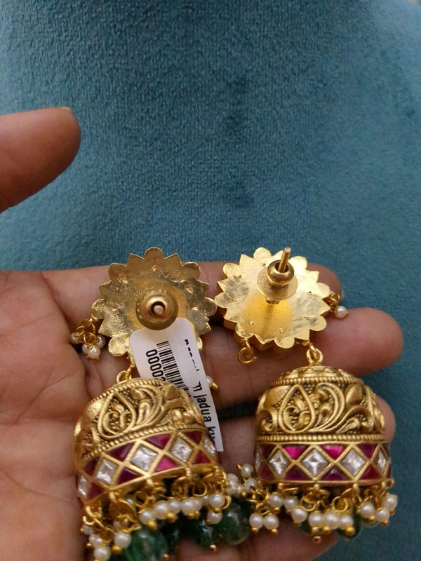 Premium Jadua Kundan Jumkies  - Vz