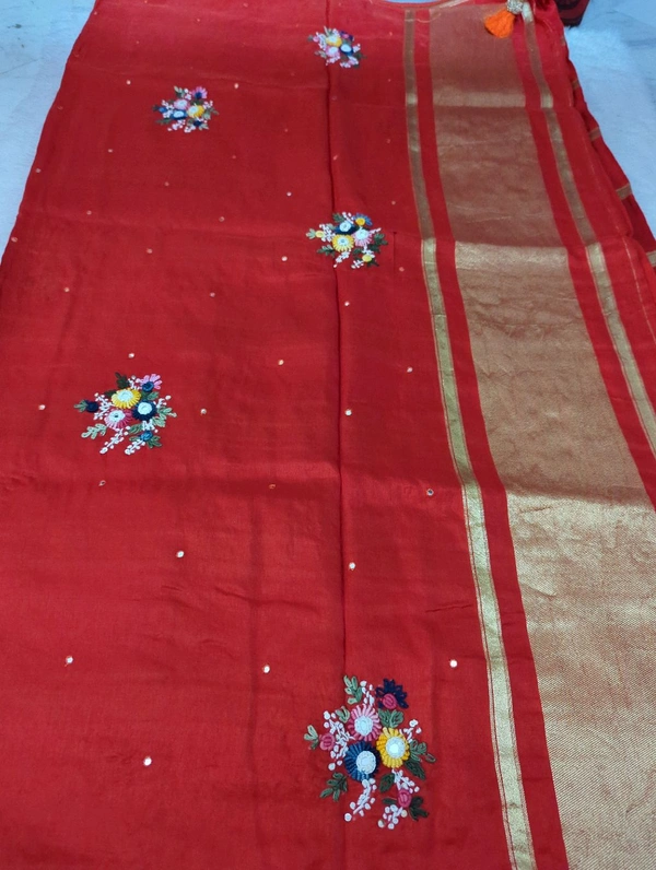 Pure Crepe Designer  - orange